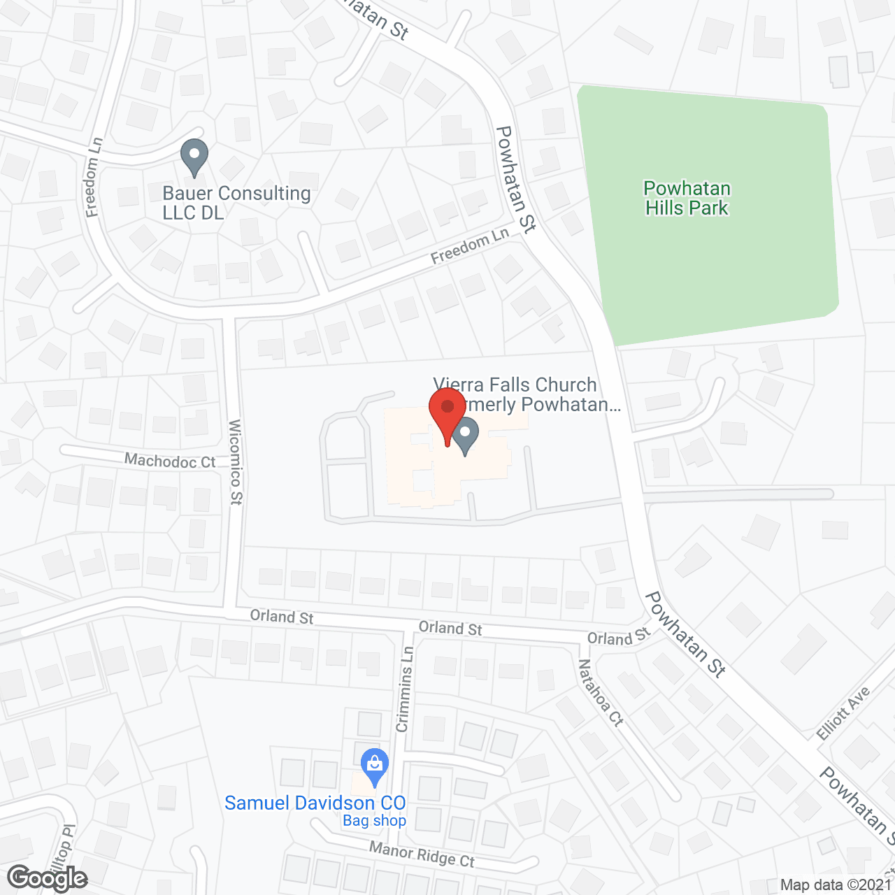 Vierra Falls Church in google map