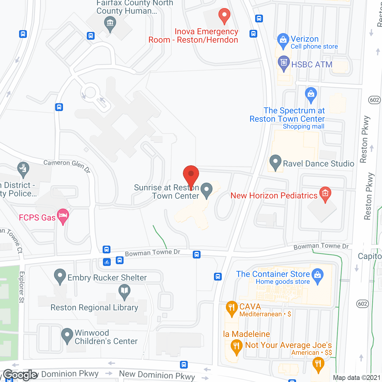 Sunrise of Reston Town Center in google map