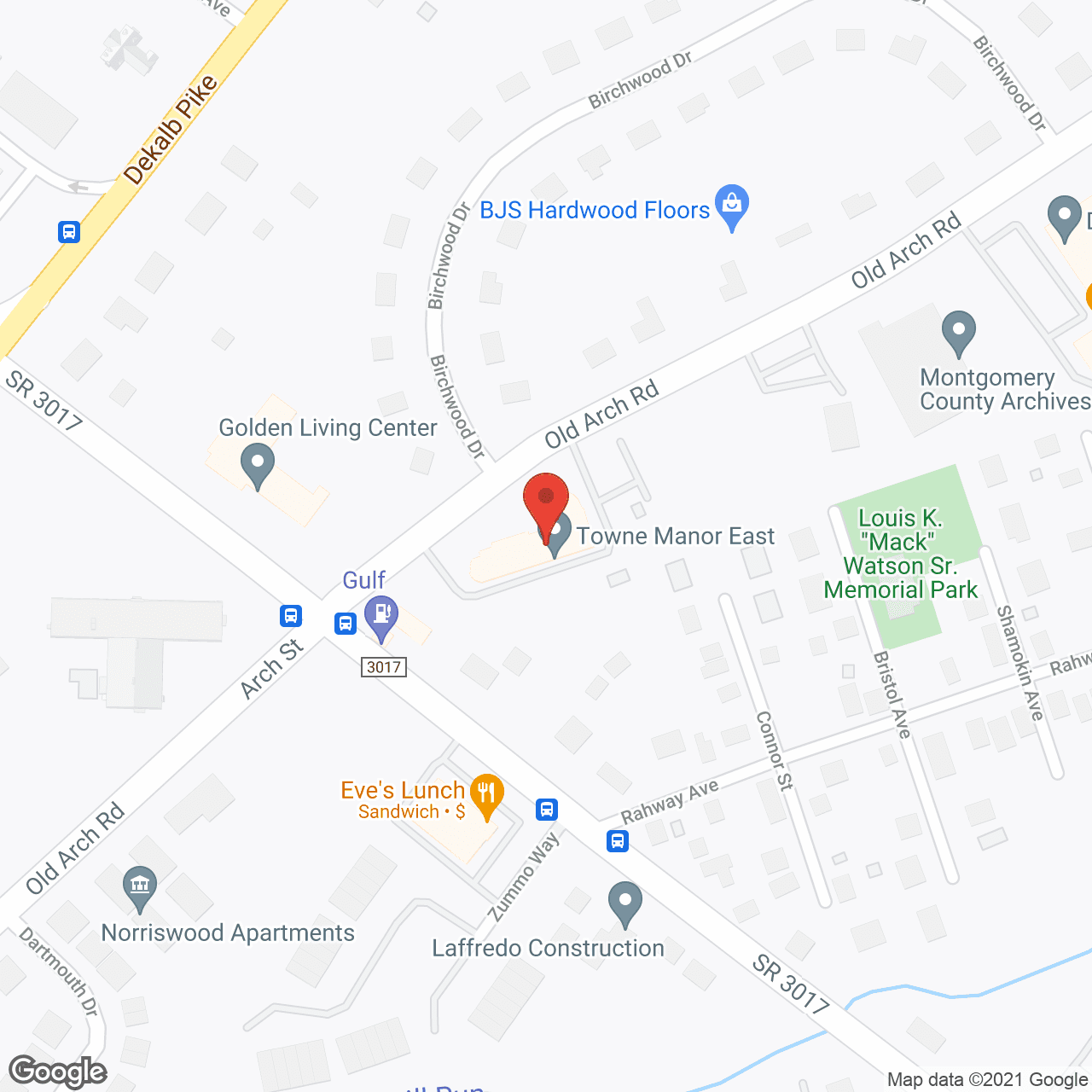 Towne Manor East in google map
