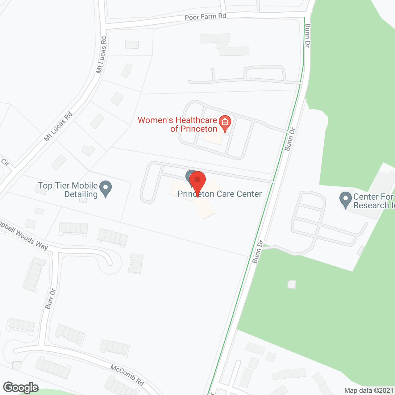 Princeton Care Center in google map