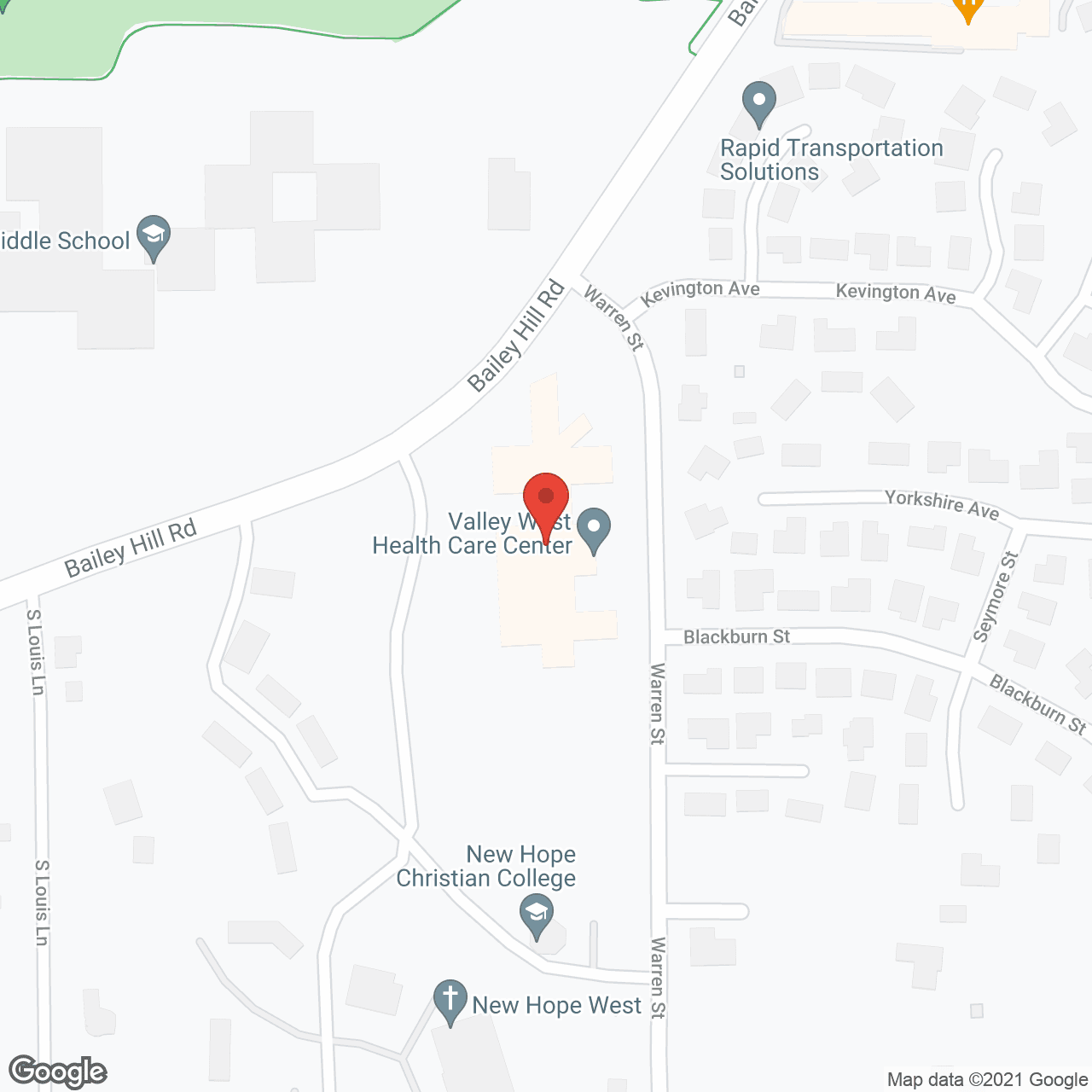 Valley West Health Care Ctr in google map