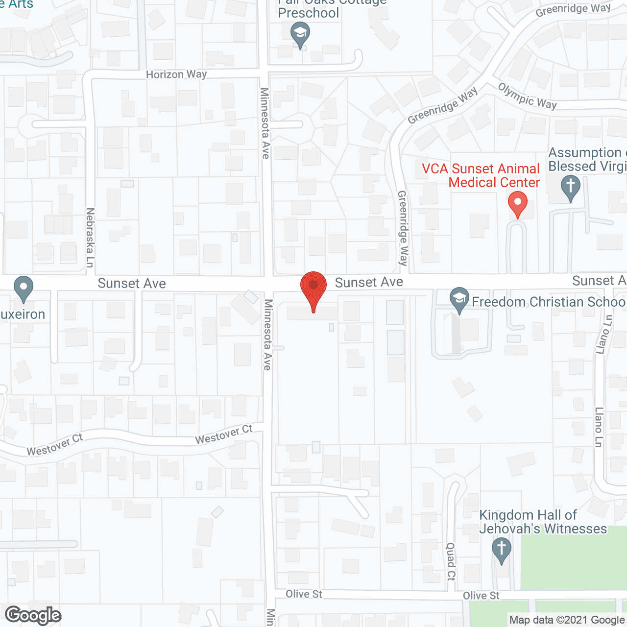 Fair Oaks Community at Sunset in google map