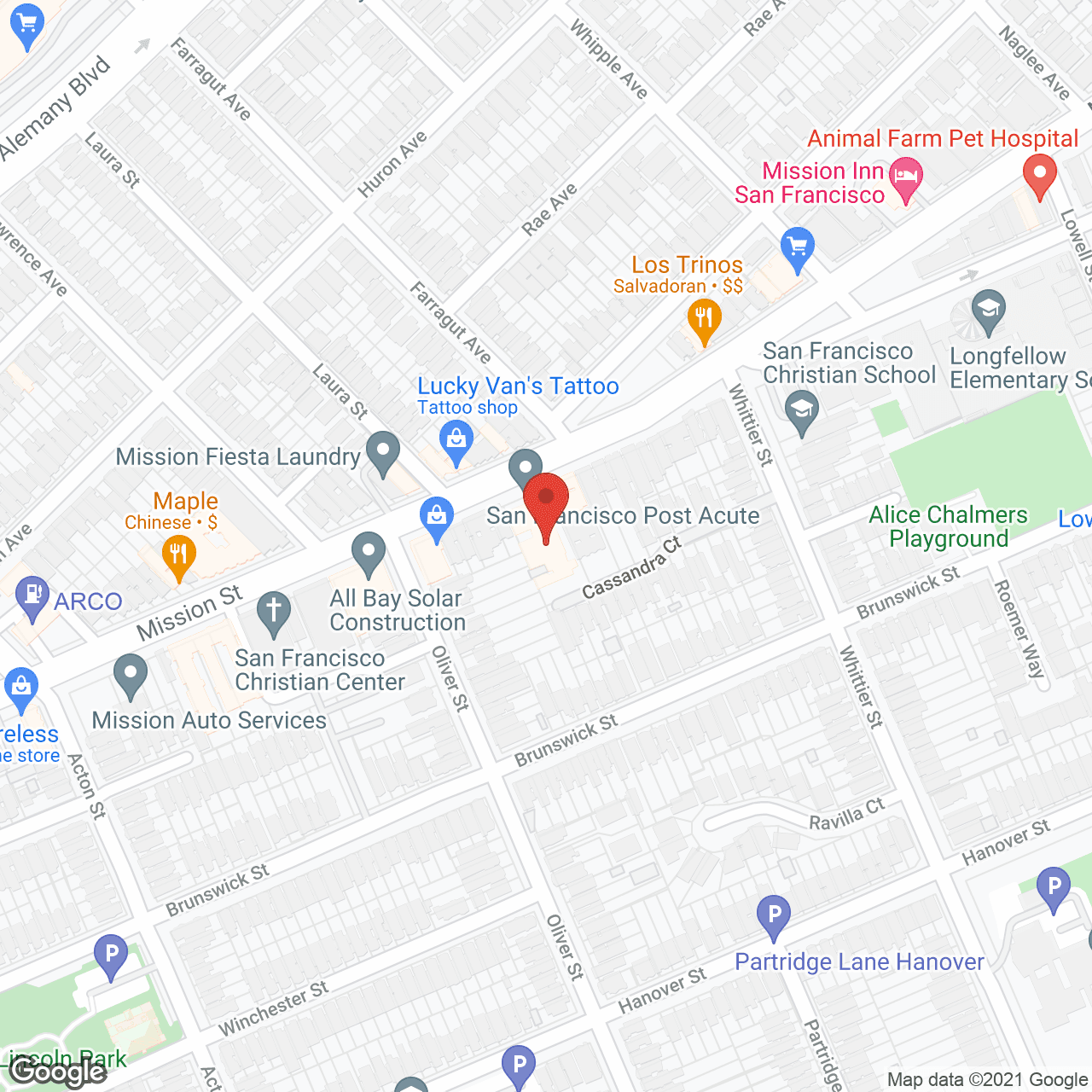 San Francisco Post Acute in google map
