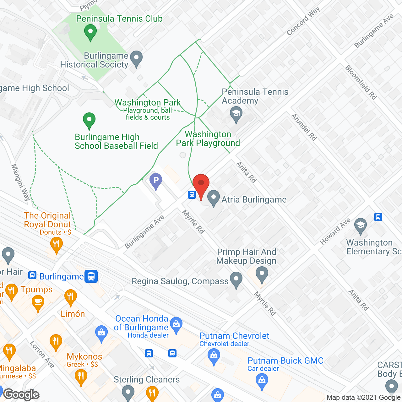 Burlingame Senior Living in google map