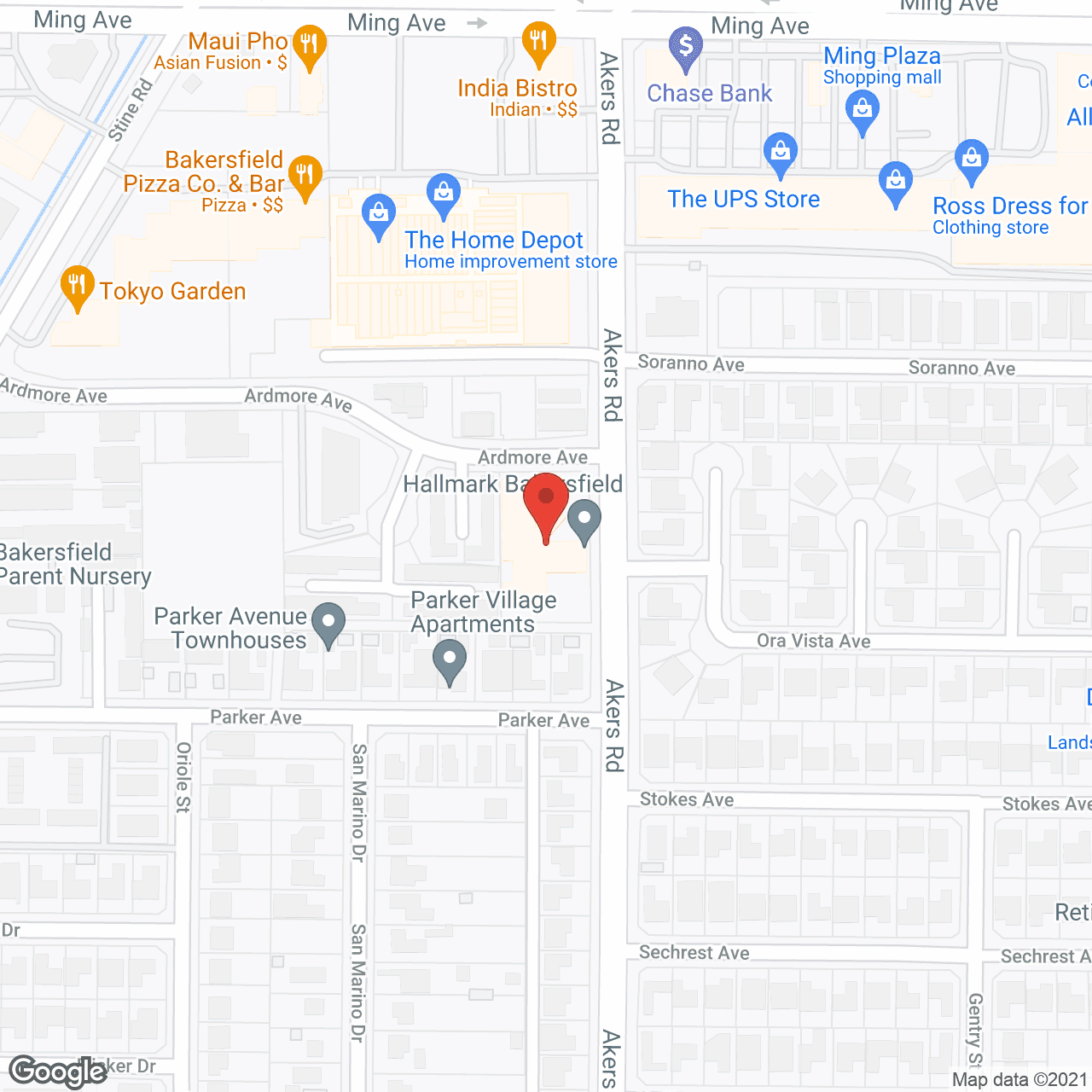 Hallmark Bakersfield in google map