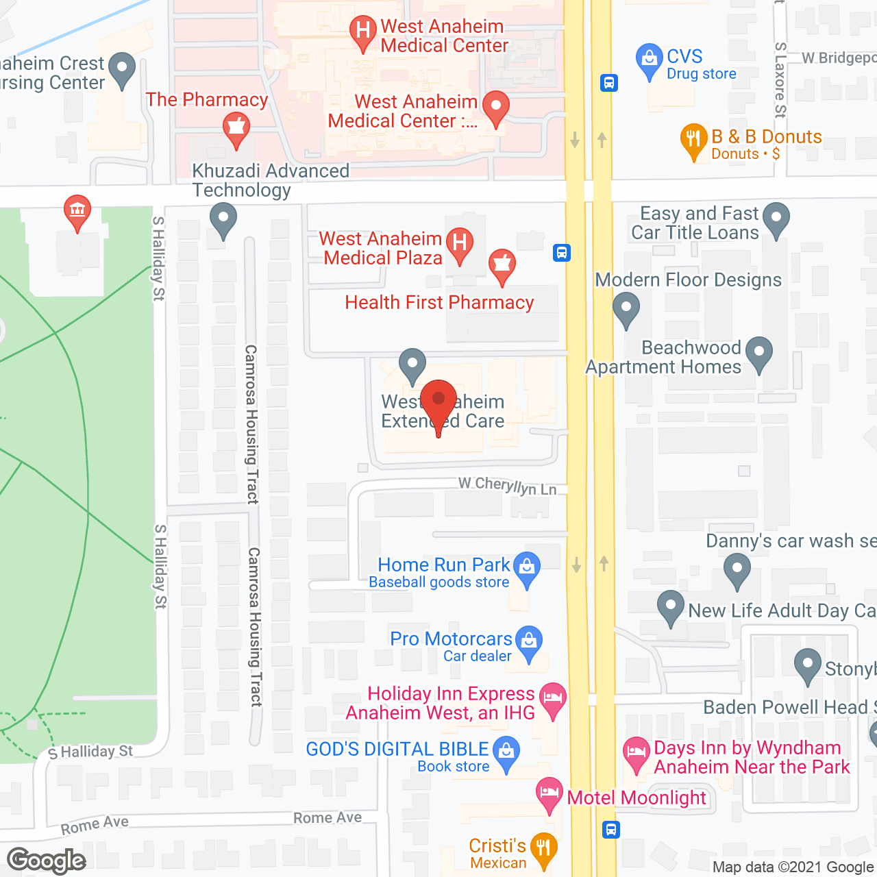 West Anaheim Extended Care in google map