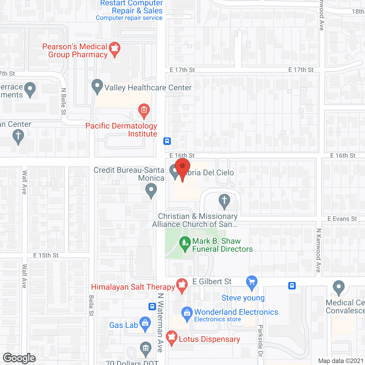 Abria del Cielo/San Bernardino Retirement-SSI in google map