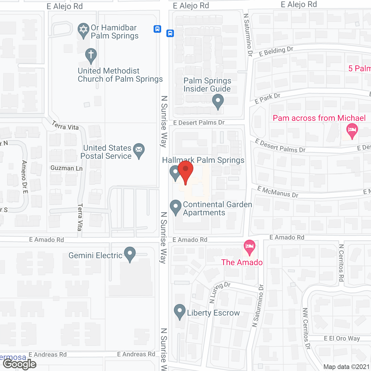 Hallmark Palm Springs in google map