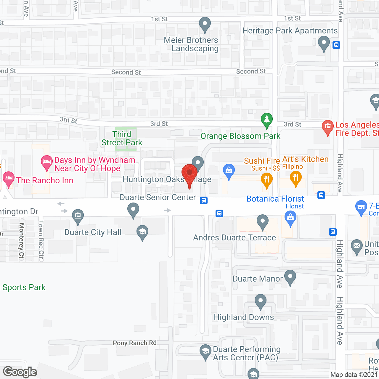 Huntington Oaks Village in google map