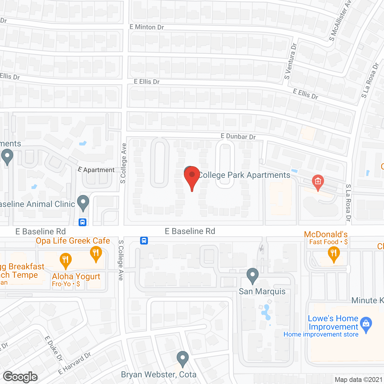 College Park Apartments in google map