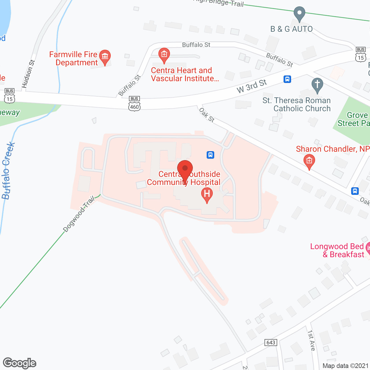Southside Community Hospital in google map