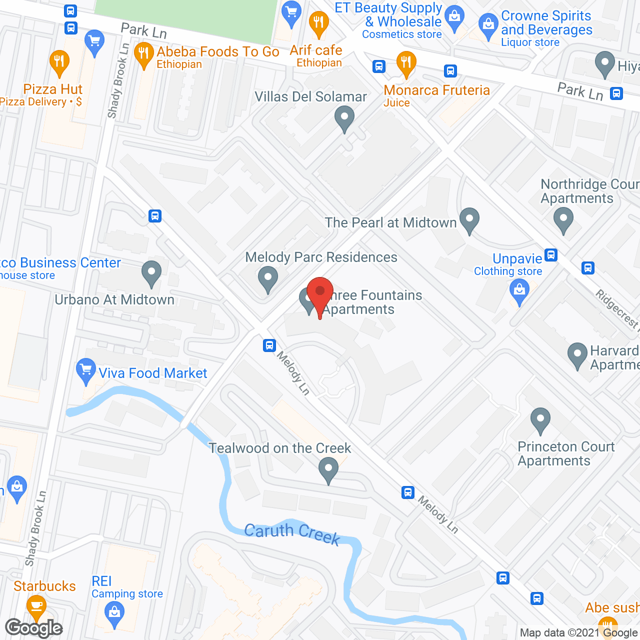 Three Fountains in google map
