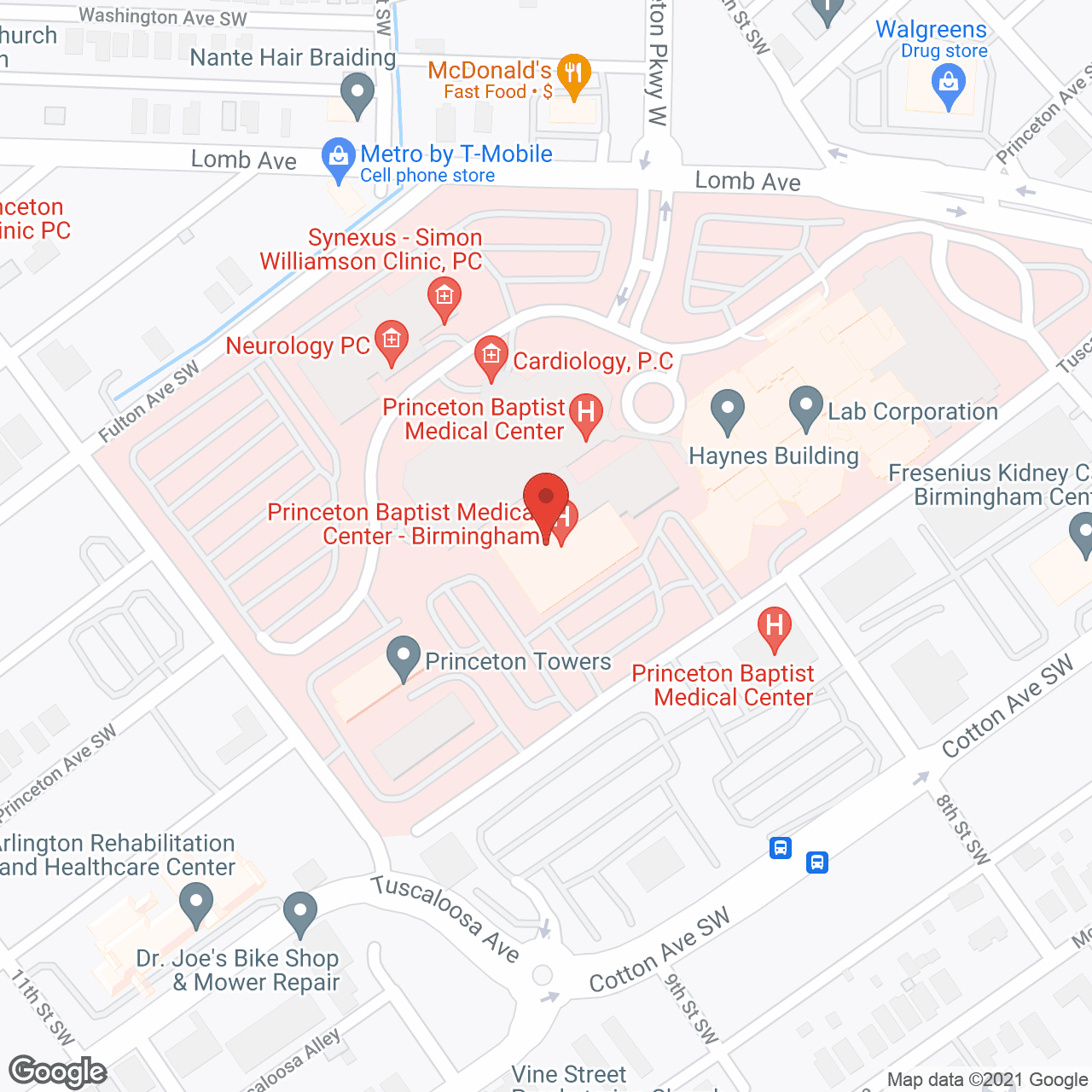 Princeton Hospital in google map