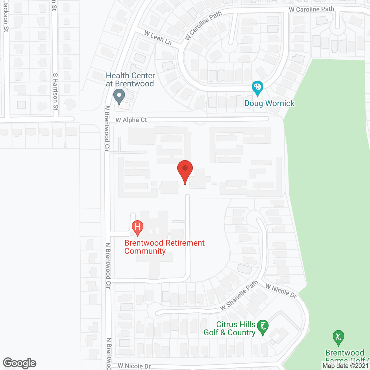 Brentwood Retirement Community in google map