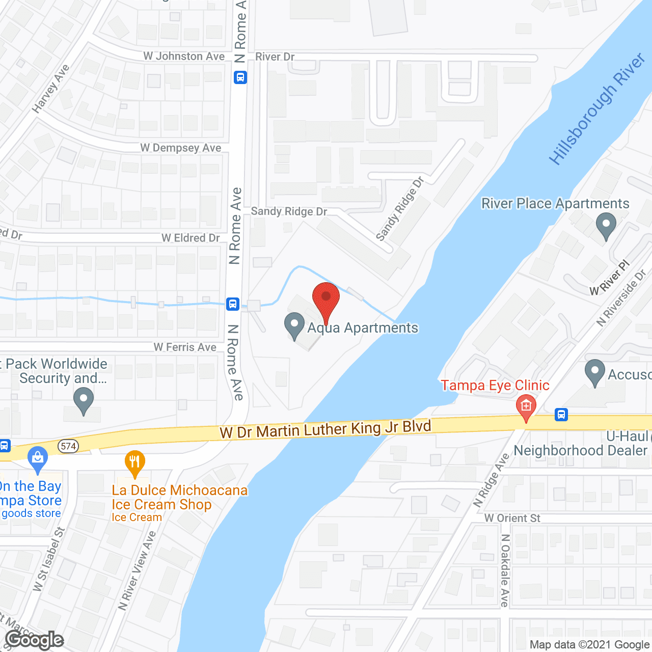 Aqua Apartments in google map