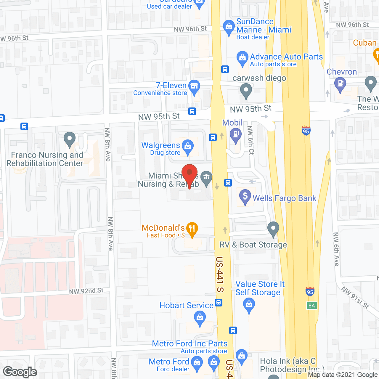 Miami Shores Nursing & Rehabilitation Center in google map