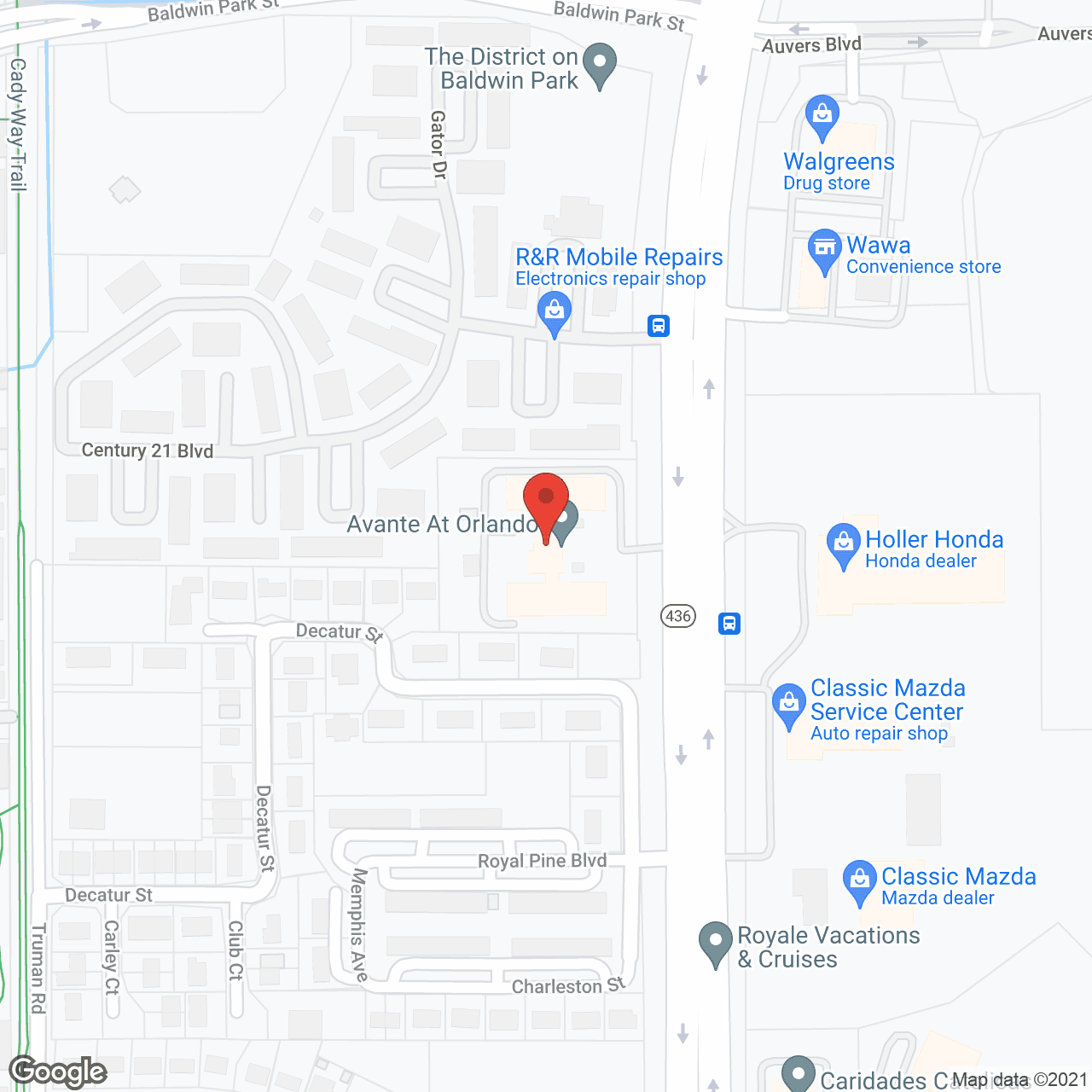 Avante at Orlando in google map