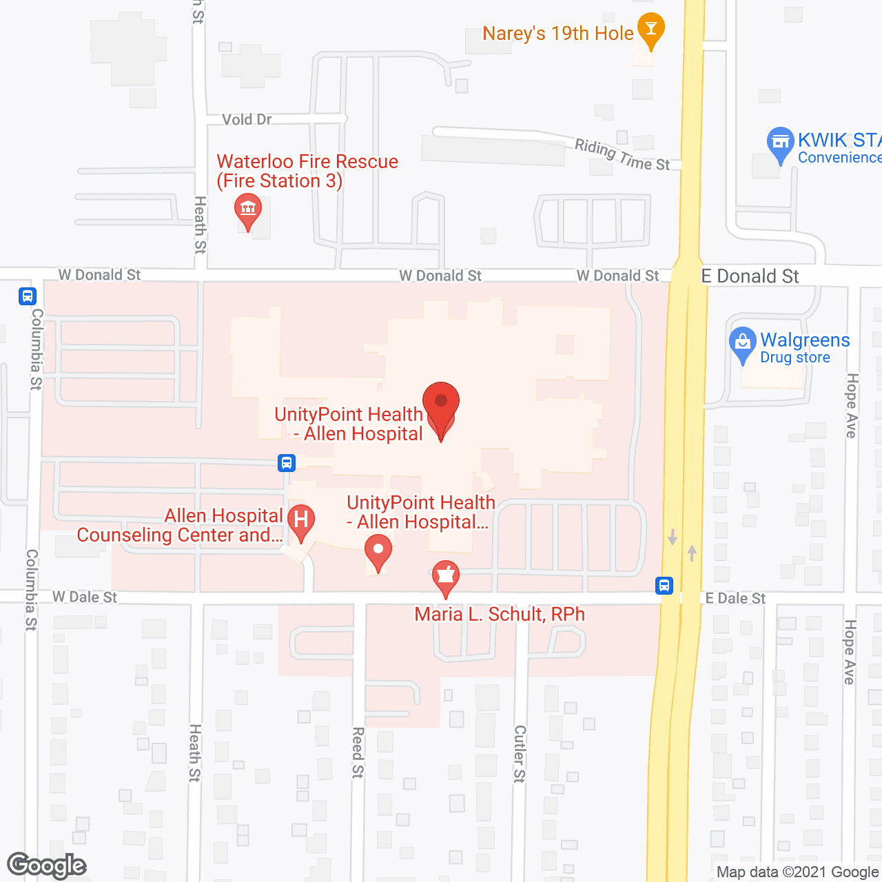 Allen Memorial Hospital in google map