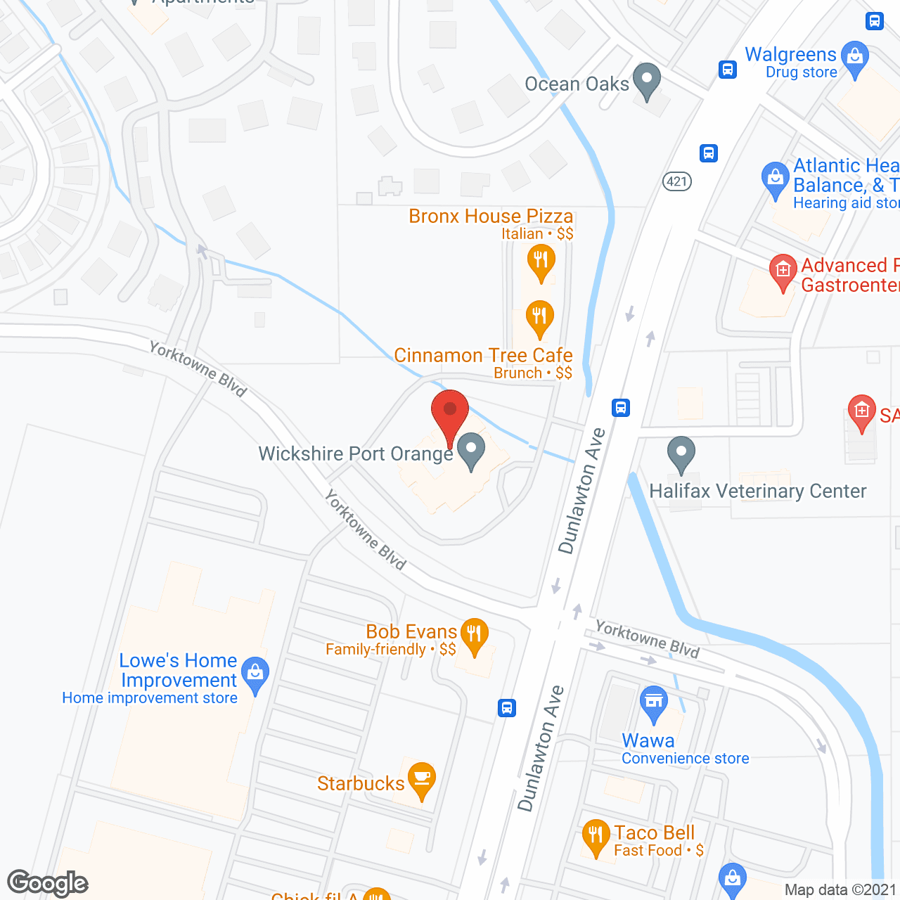 Wickshire Port Orange in google map