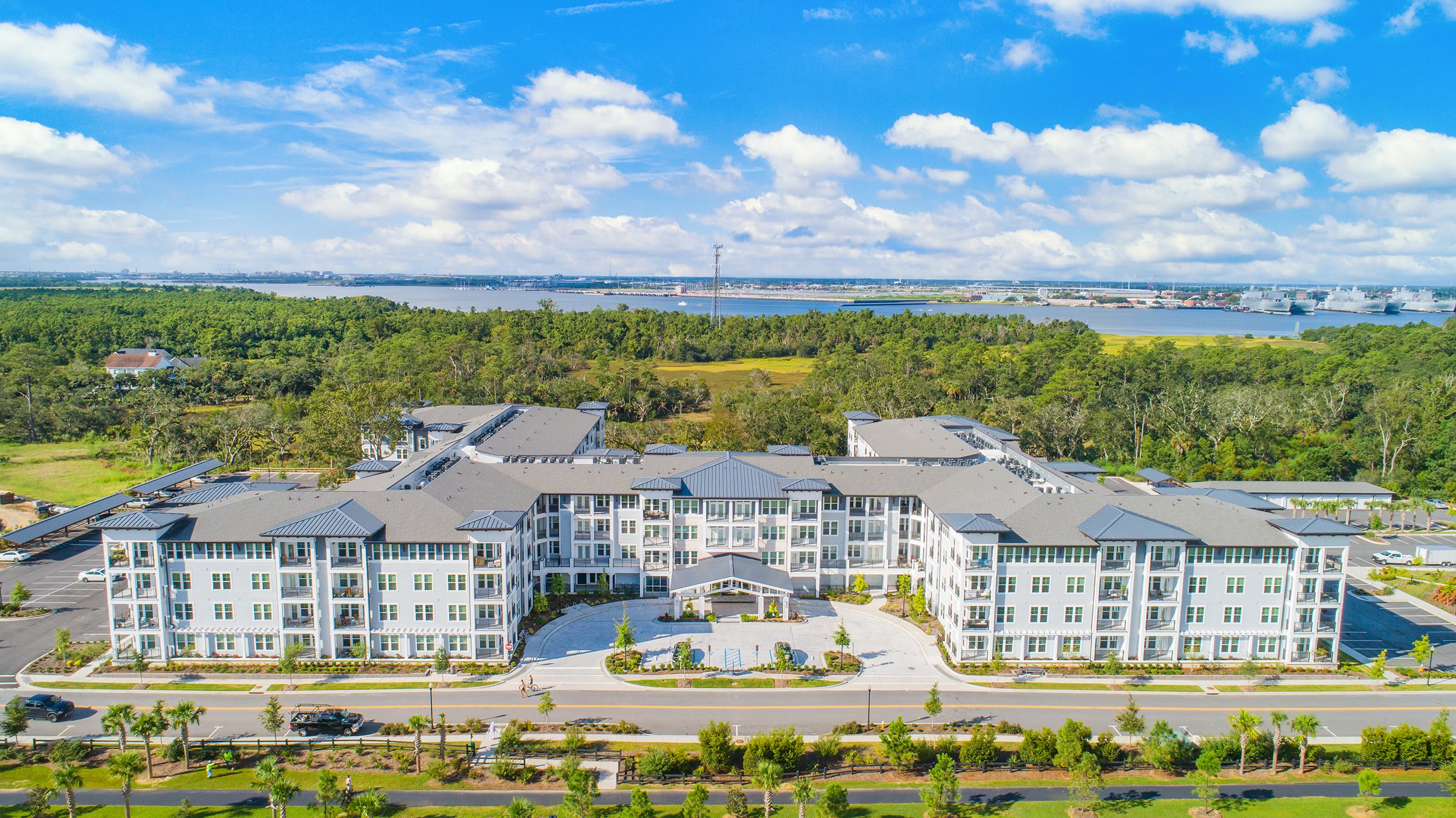 Overture Daniel Island 55+ Active Adult Apartment Homes aerial view of community
