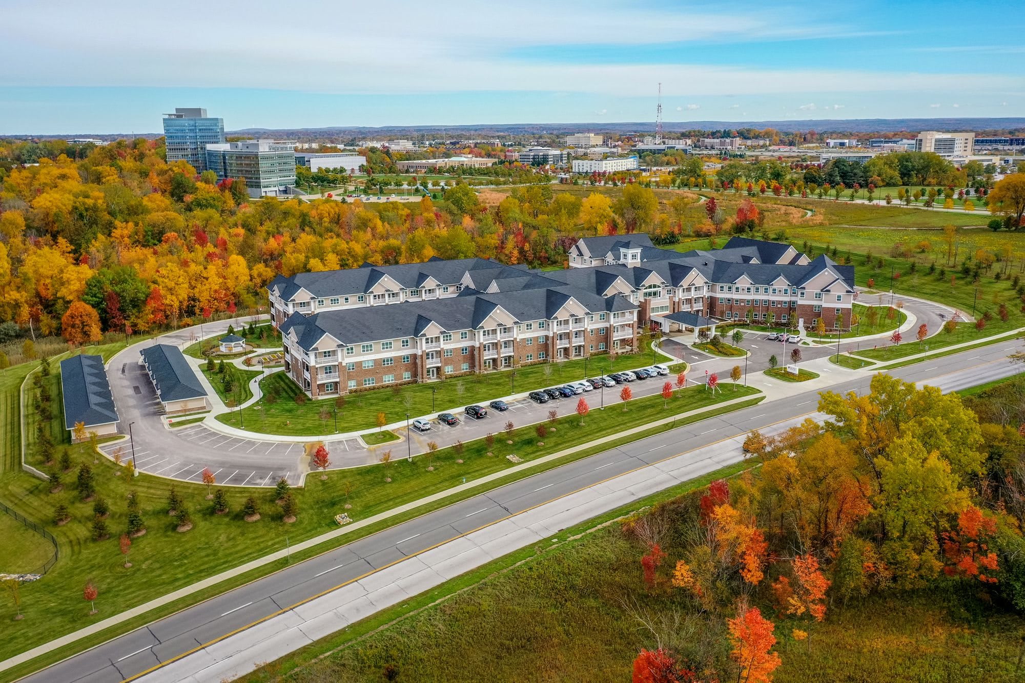 Rose Senior Living at Beachwood aerial view of community