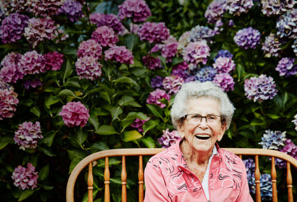 Resident Enjoying Outdoor Space at a Senior Living Community