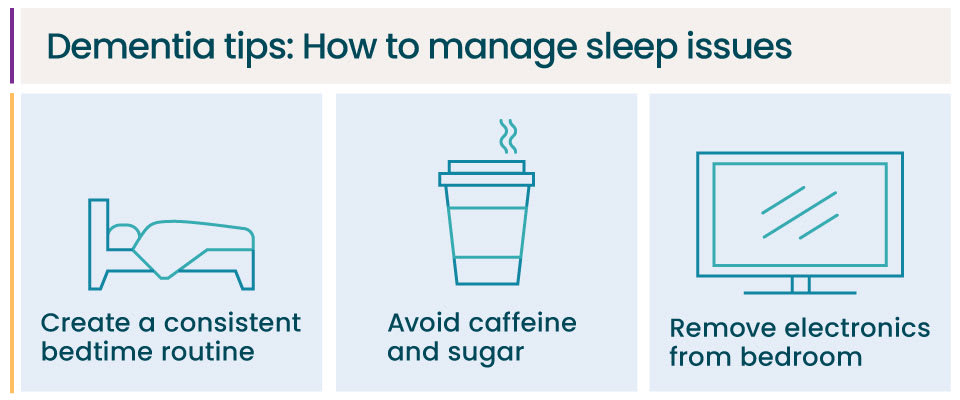 Dementia tips to manage sleep issues.
