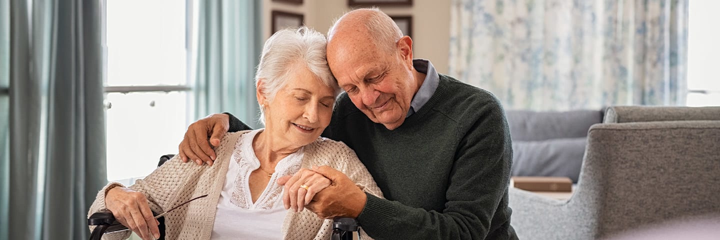 Senior couple having a sweet spiritual moment together