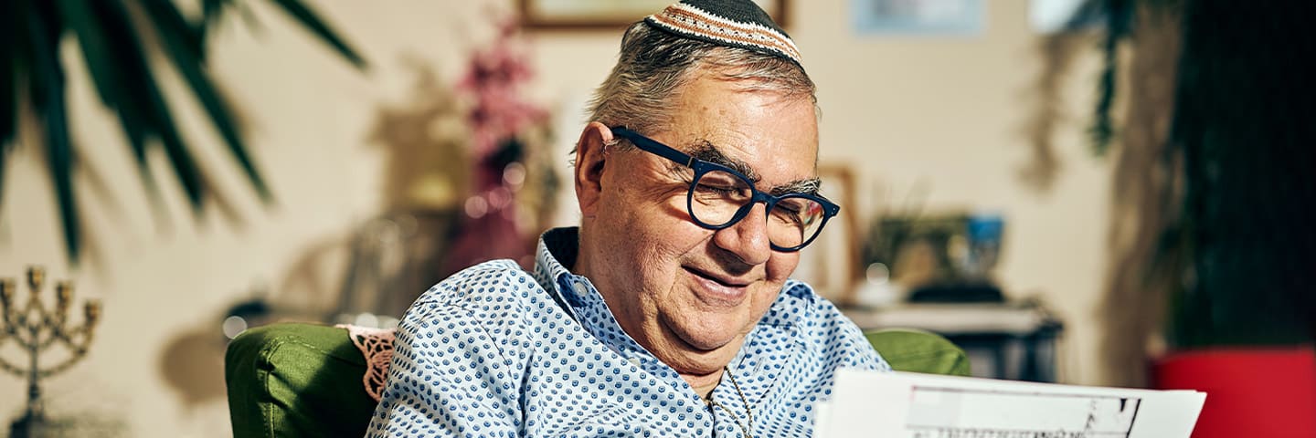 Jewish senior man in assited living