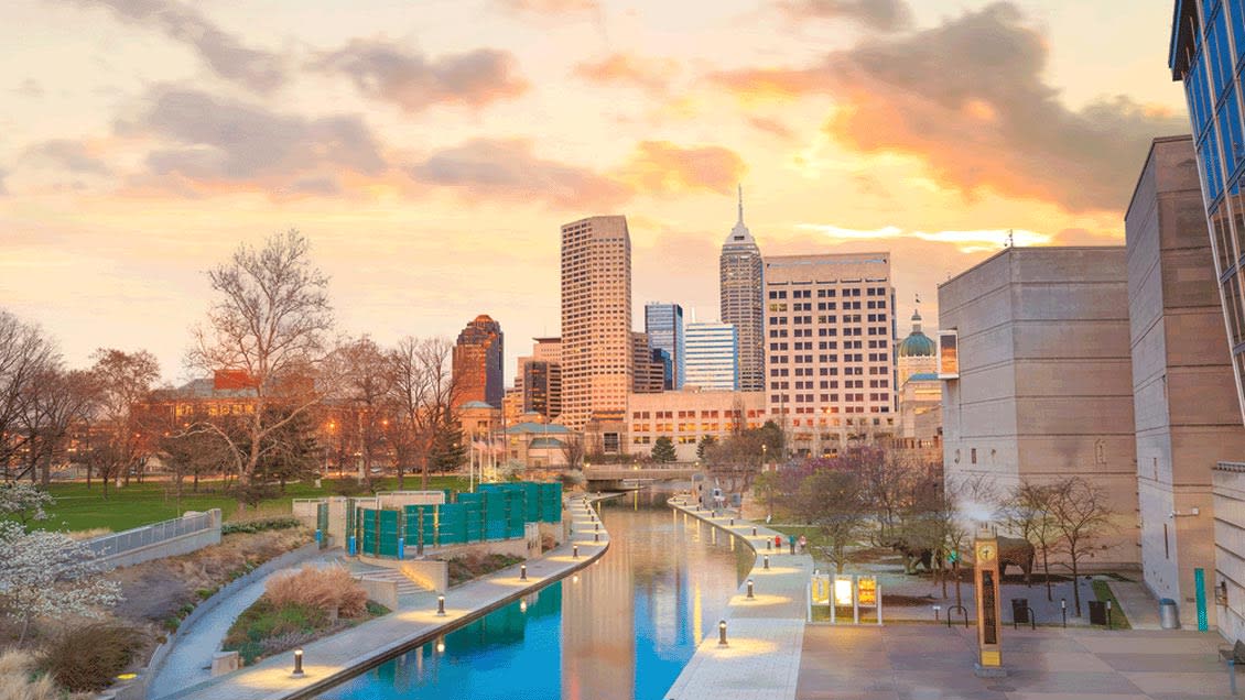 Skyline of Indiana city