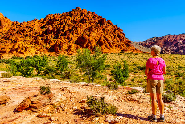 senior hiking red rocks national park near Las Vegas